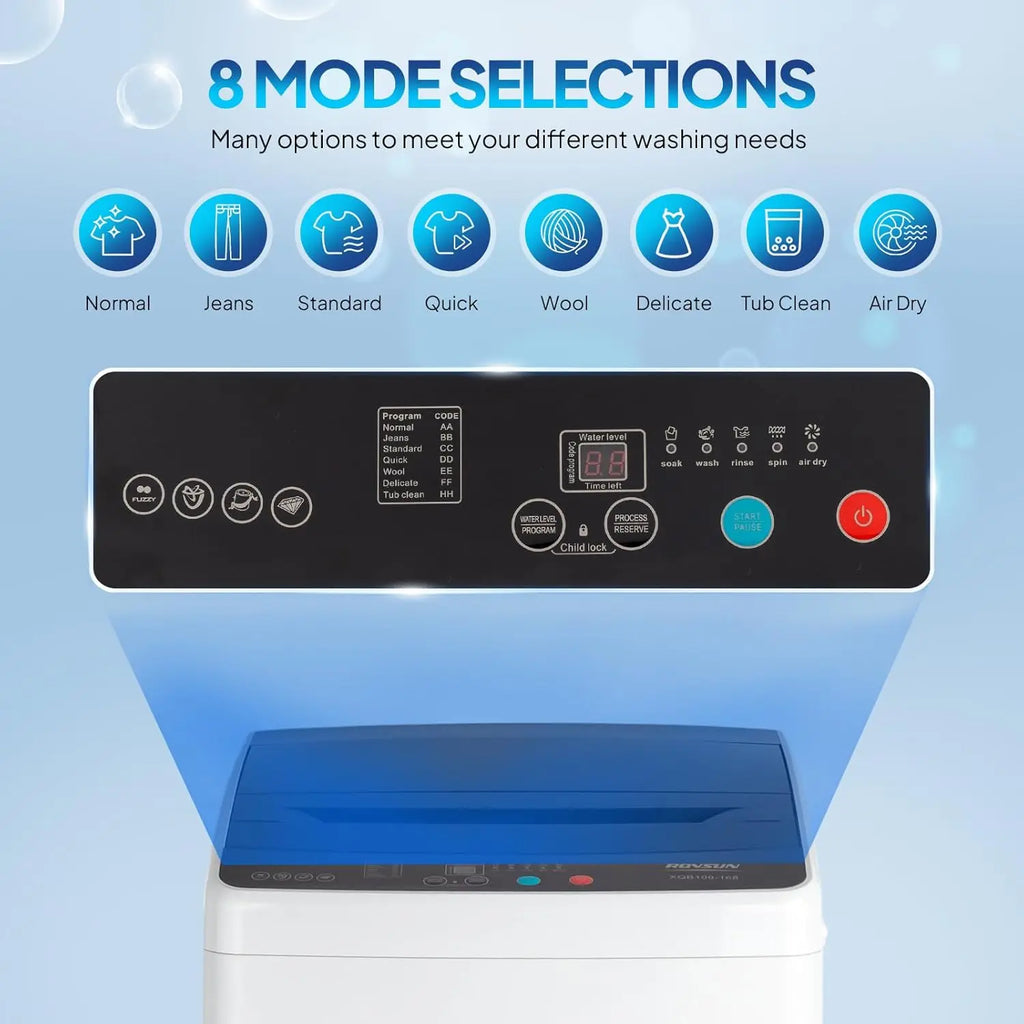 30LBS Washing Machine, Full-Automatic Portable Washer with Stainless Steel Drum, Electric Laundry Machine, Washer, Customized