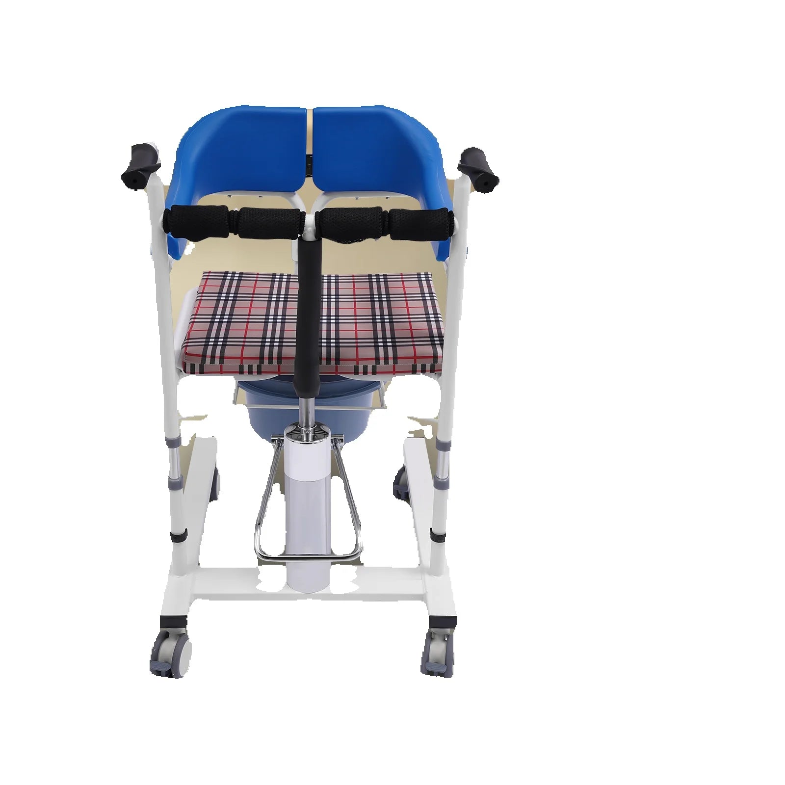 Hydraulic Patient Lift Nursing Chair Transport Seat with Commode, Adjustable Height Transfer Wheelchair for Elderly and Disabled