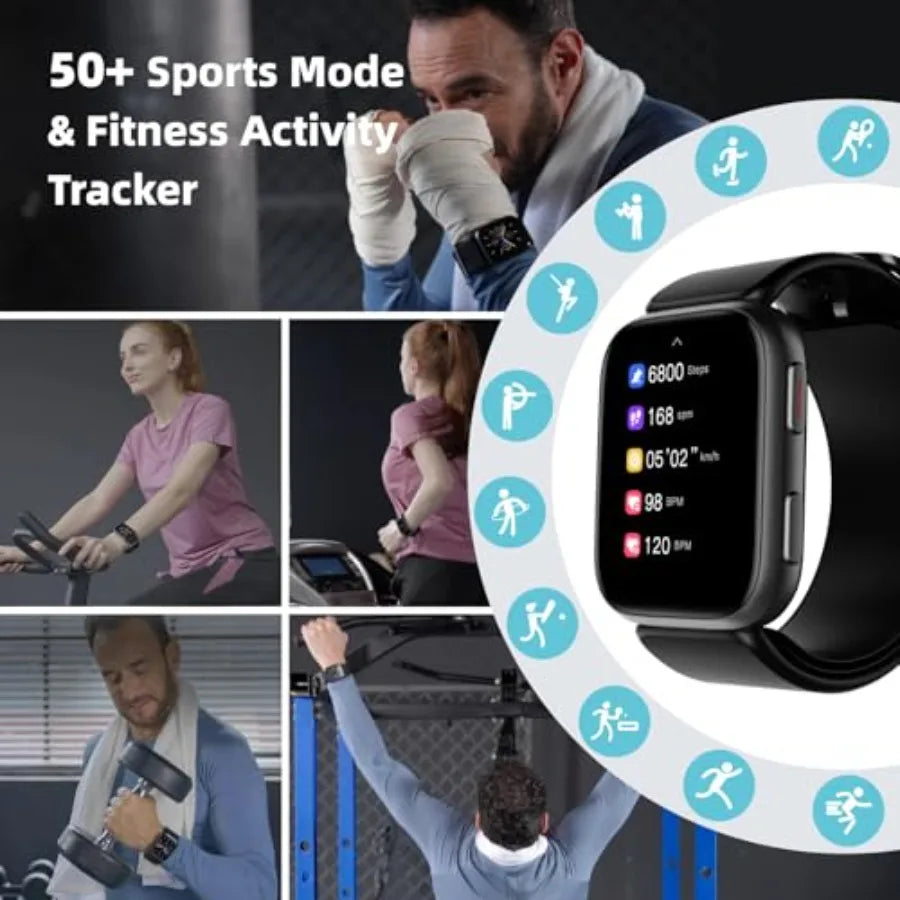 Smart Watch Blood Pressure Monitor 1.95 with Air Pump Cuff Black Sleep Heart Rate Tracking Pedometer Data Sharing Reminder Aler