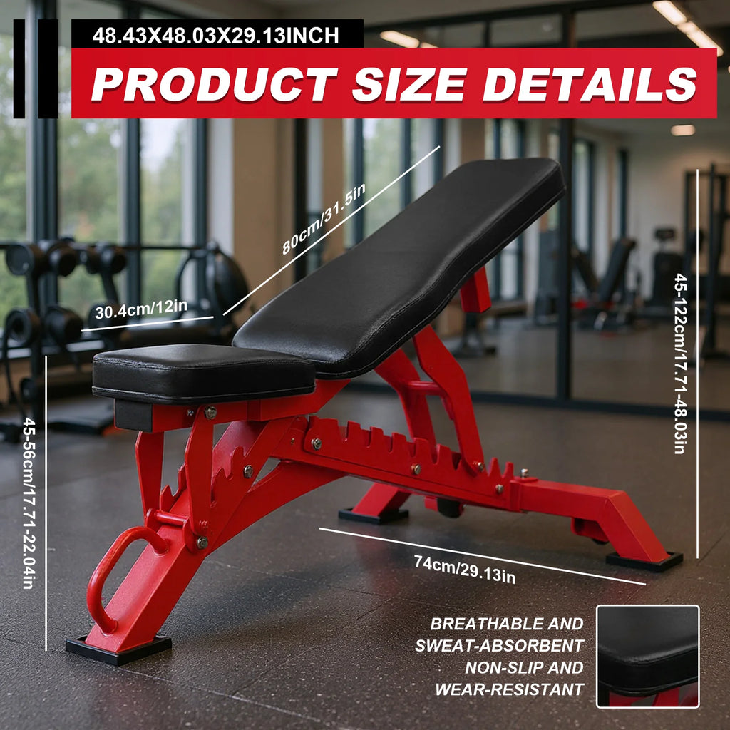 Weight Bench Adjustable Workout Bench Exercise Bench for Home Gym Dumbbell Fitness Exercise 1300 LB Stable Incline Decline Bench