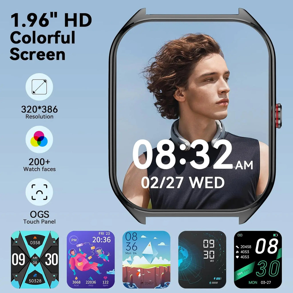 AI Smart Watch for Men Women with ChatGPT, 1000mAh Fitness Tracker, 60-Day Standby, 1.96" HD Screen, 200+ Sport Modes