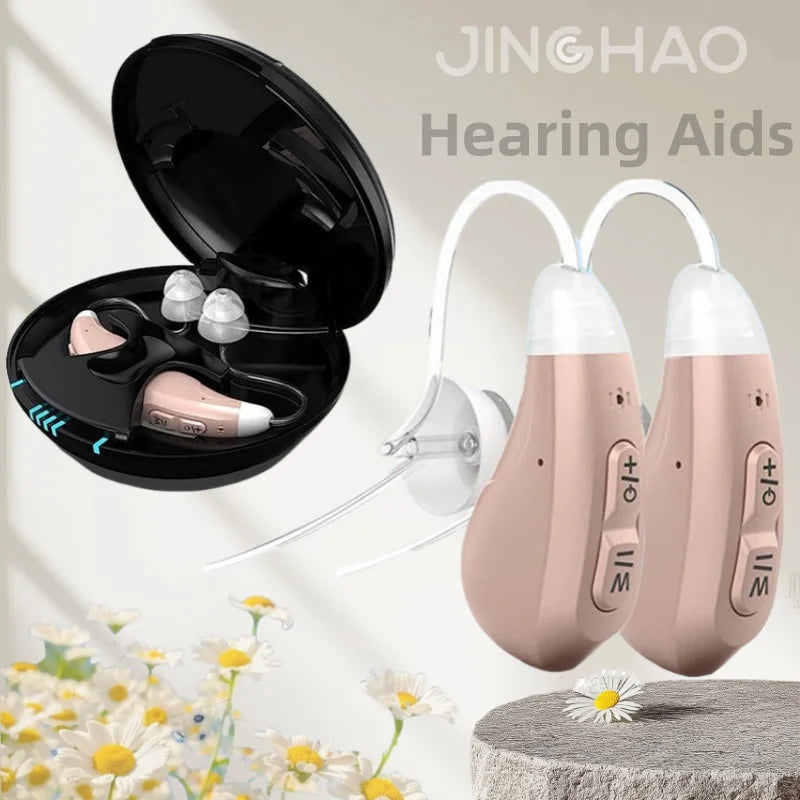 JINGHAO JH-D59C Digital Hearing Amplifier w/ Adaptive ANC, 12H Battery, Portable Charging Case, Noise Reduction - Enhanced Heari