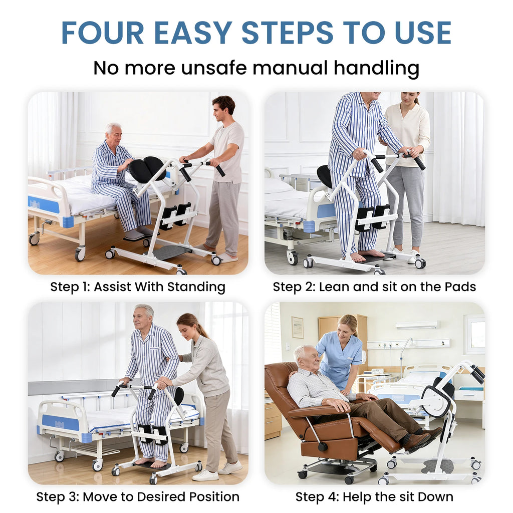 220 lb Sit to Stand Patient Lift with Wheels,Safe Transfer Chair for Home Care,Elderly Mobility Assistance & Medical Facility Us