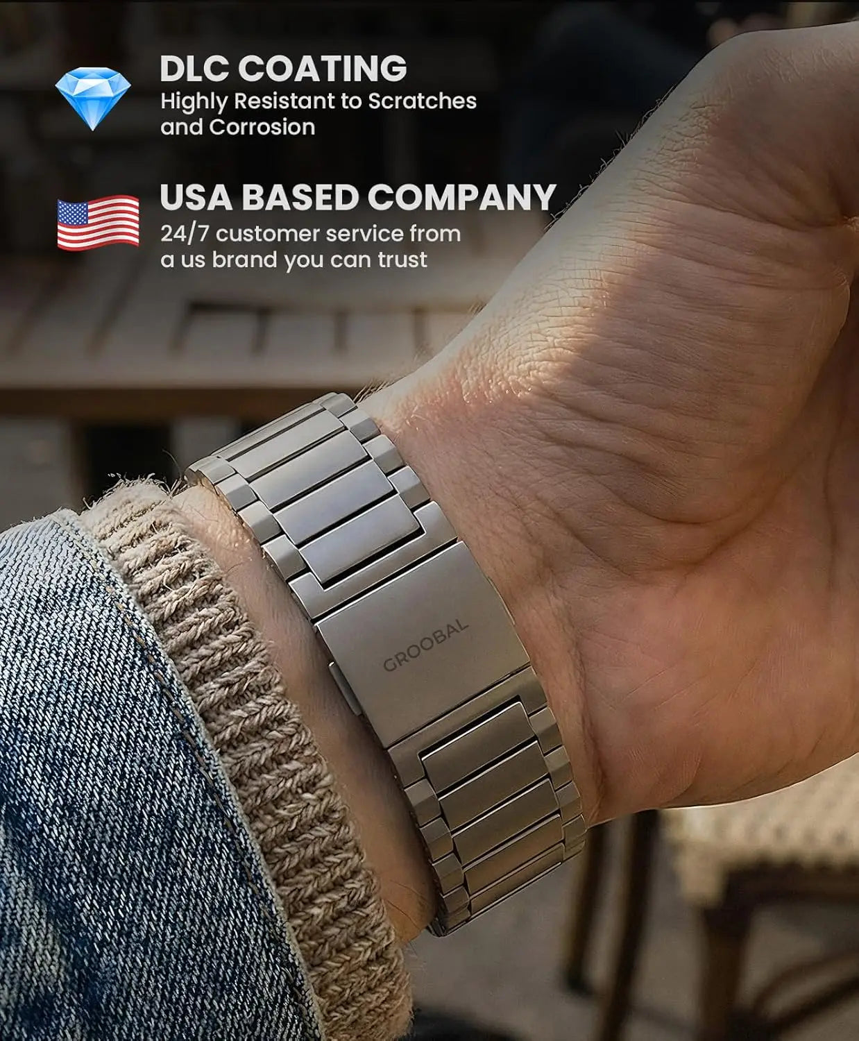 Titanium Watch Band for Apple Watch Ultra & Series 46mm/49mm, Magnetic Clasp, Durable Scratch-Resistant Metal