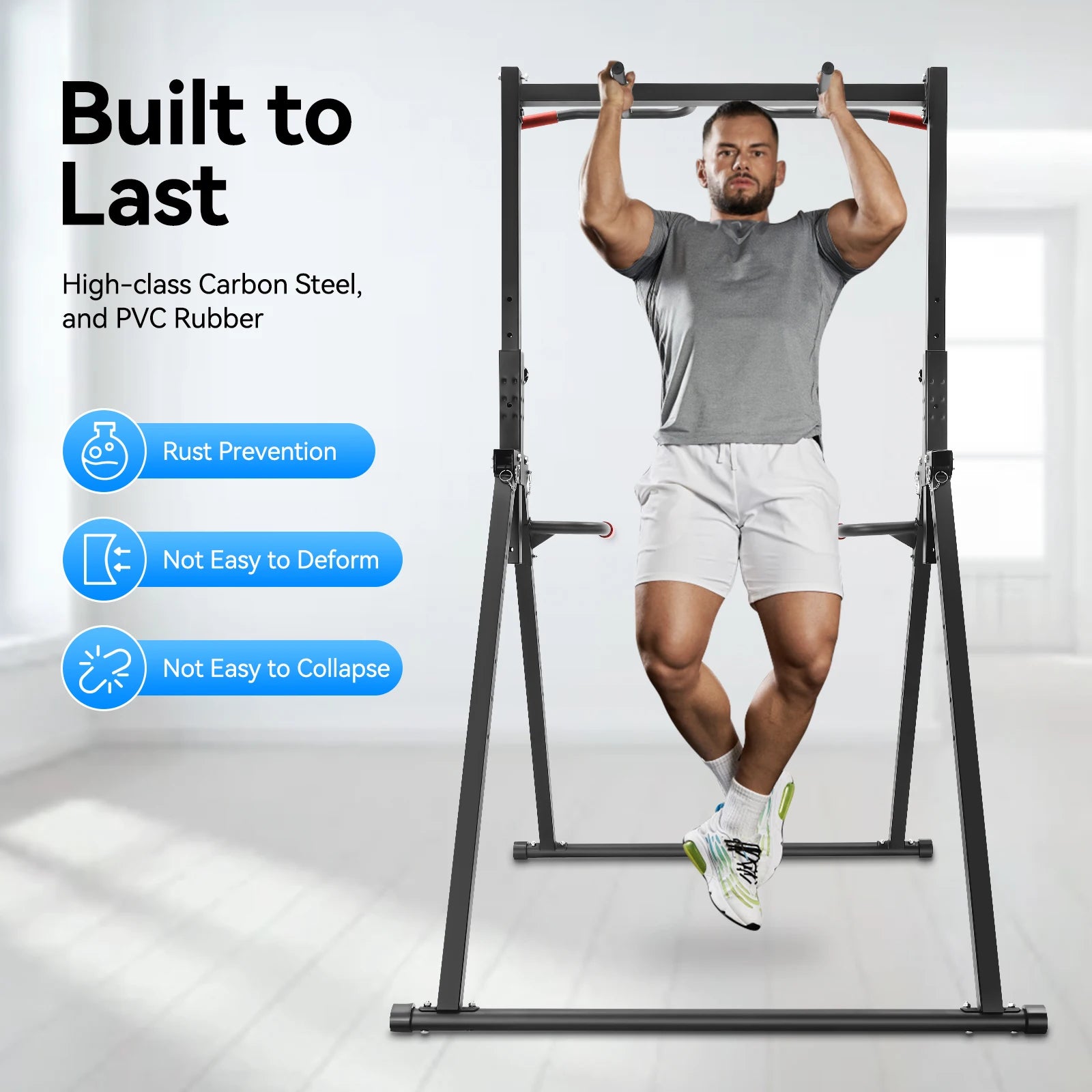Pull Up Bar Dip,Height Adjustable Free Standing Chin Up Bar ,Home Gym Strength Training Fitness Equipment,440lbs Weight Capacity