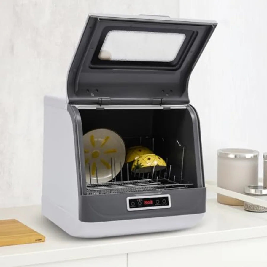 Compact Countertop Dishwasher 800W with Multiple Wash Programs in Stainless Steel for Apartments RVs