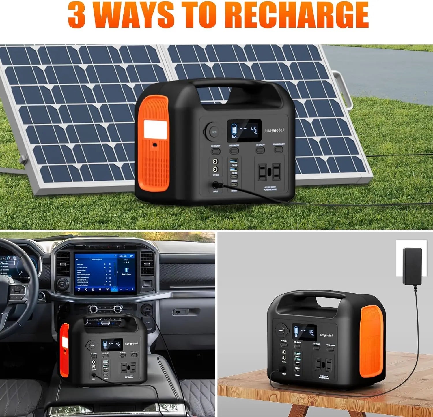 600W Portable Power Station 299Wh LiFePO4 Solar Generator Pure Sine Wave AC Outlets Backup for Camping
