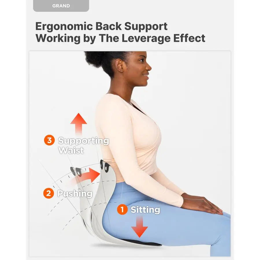 GRANDExtra Wide amp Sturdy Ergonomic Chair Back Support, Lumbar Support for Good Posture Correction and Back Pain Relief, Perfec
