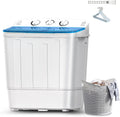 Twin Tub Mini Washing Machine for Dorm, RV, Camping, Apartment - Plastic Material, Free Drying Rack & 10 Hangers, 18lbs Compact