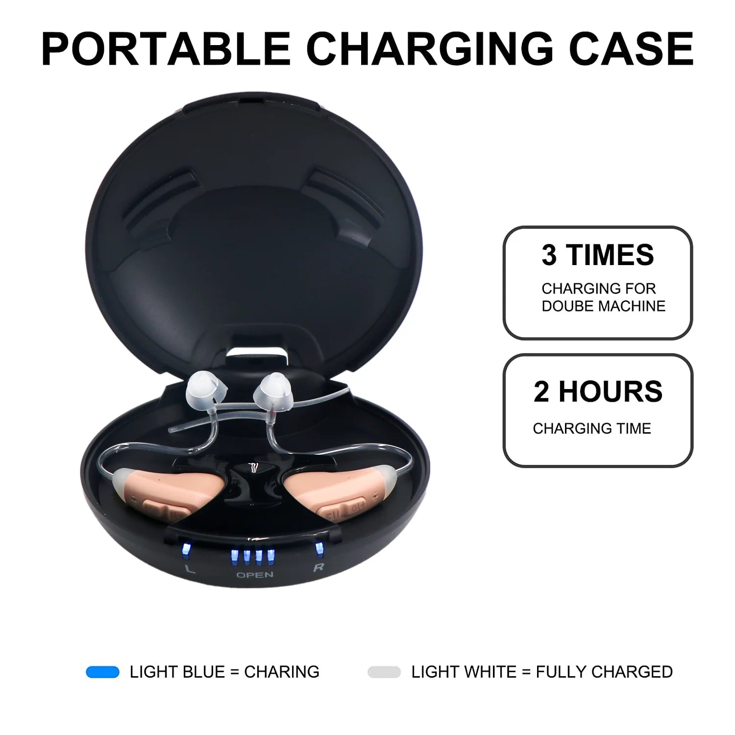 JINGHAO JH-D59C Digital Hearing Amplifier w/ Adaptive ANC, 12H Battery, Portable Charging Case, Noise Reduction - Enhanced Heari