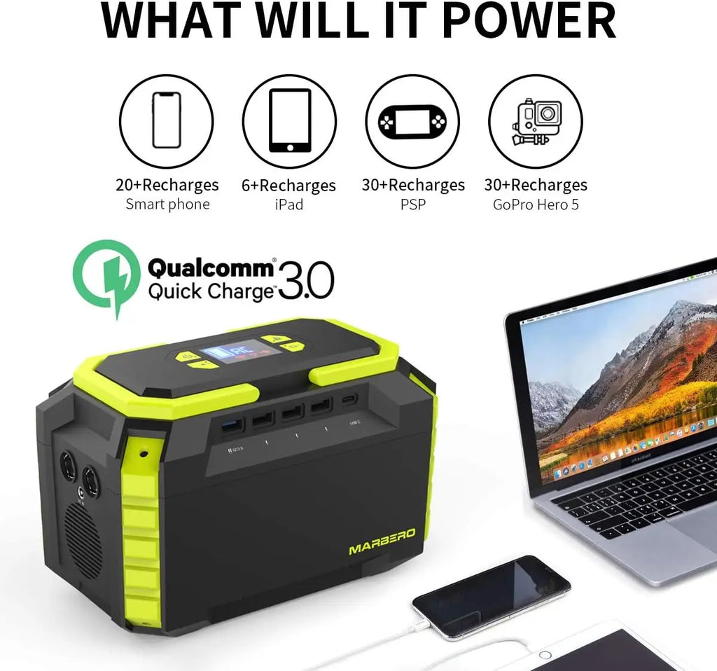 222Wh Portable Power Station with AC Outlet, Solar Generator, 60000mAh Battery for Camping and Emergency Backup