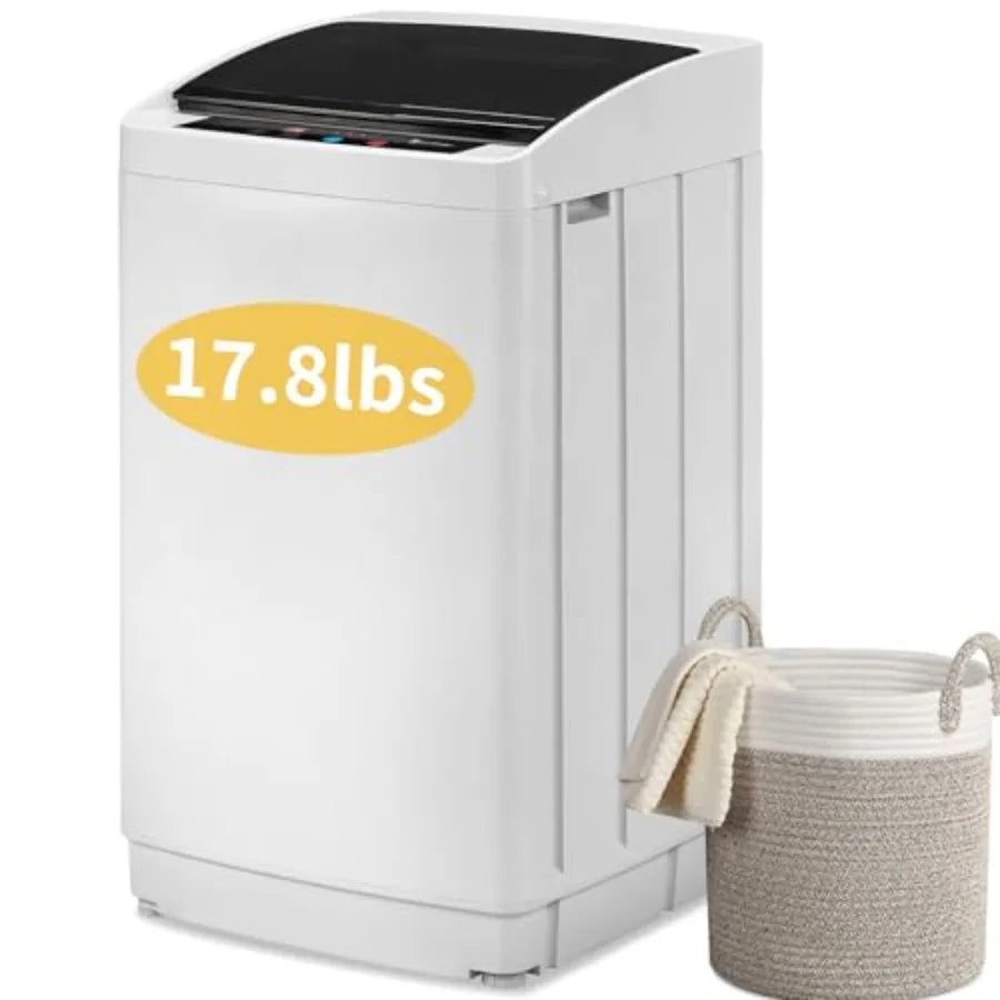 1.5 Cu.Ft Full-Automatic Washing Machine 17.8 lbs Compact Portable Washer with Stainless Steel Drum 8 Programs 5 Water Levels C