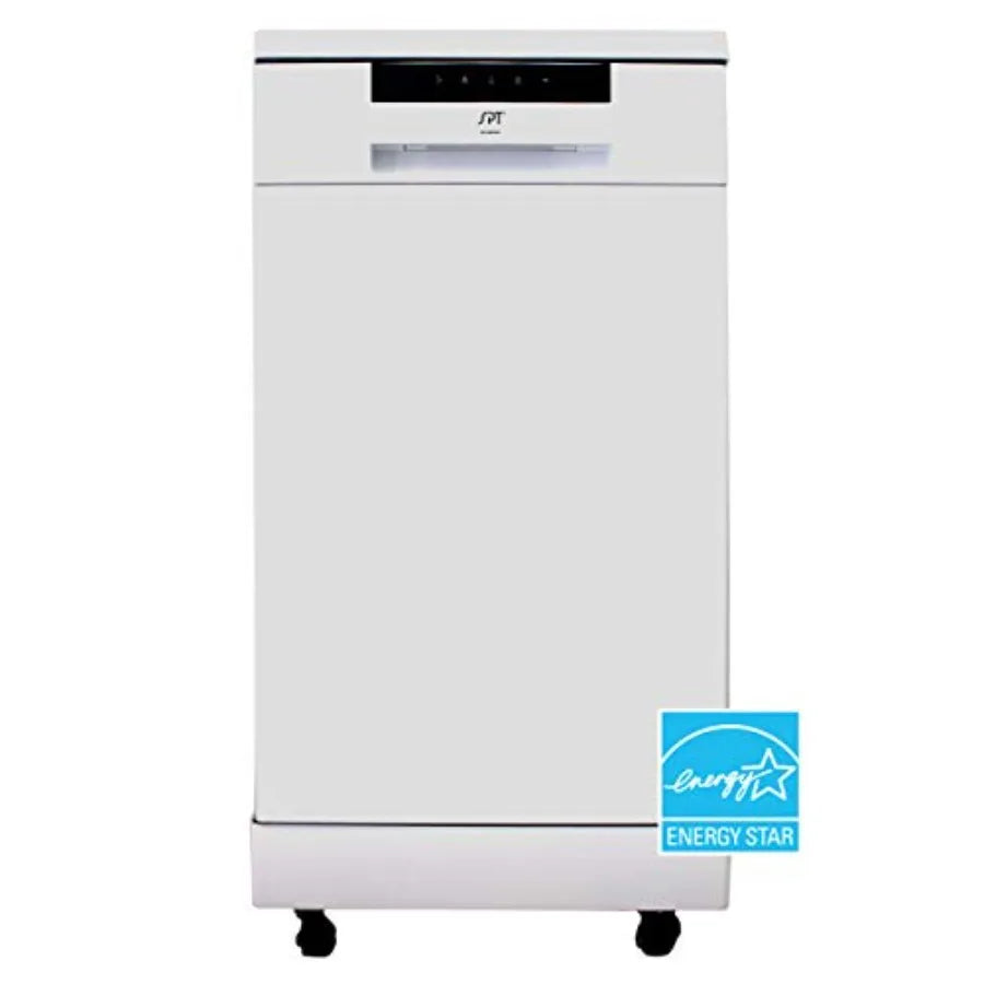 18 Energy Star Portable Dishwasher in White for Kitchen Use with Durable Stainless Steel Interior and Efficient Cleaning Perfor