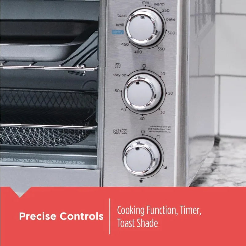 BLACK+DECKER Crisp 'N Bake Air Fryer Countertop Convection Toaster Oven, Large Capacity, 6-Slice, Fits 12” Pizza, 60-Min Timer