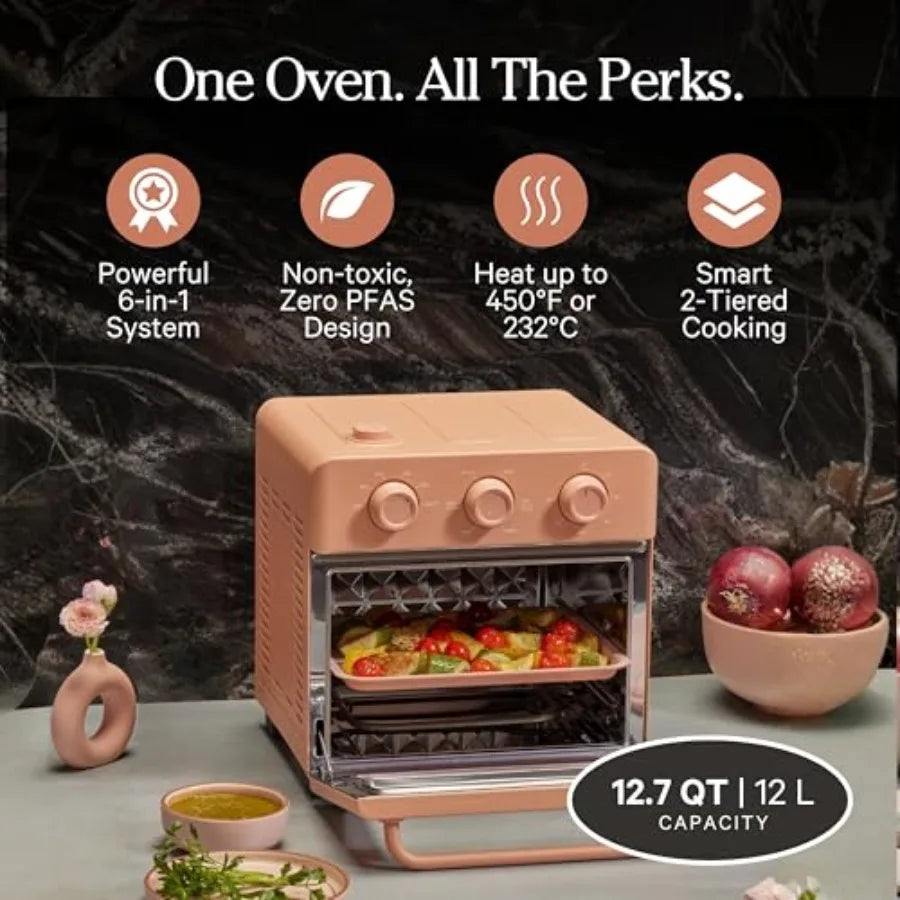 Wonder Oven 6-in-1 Stainless Steel Air Fryer Toaster Oven Combo with Basket Rack Pan Tray Compact 13 QT Countertop Ccity - Toas