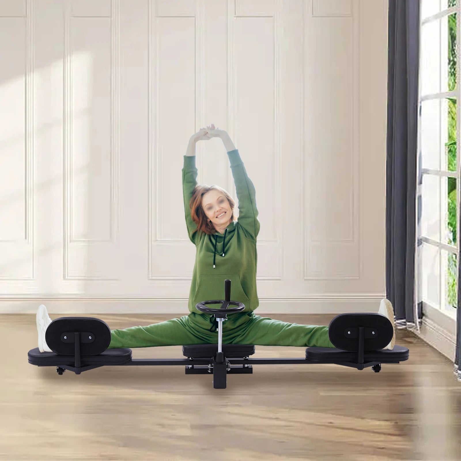 220lbs Load-bearing Capacity Professional Leg Stretcher 180° Adjustable with Handwheel for Splits, Home Gym & Yoga