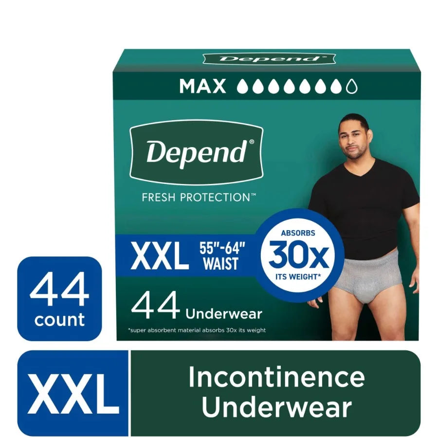 Fresh Protection Incontinence Underwear for Men Adult Diapers XXL 44 Count Designed for Maximum Comfort and Reliability in Dail