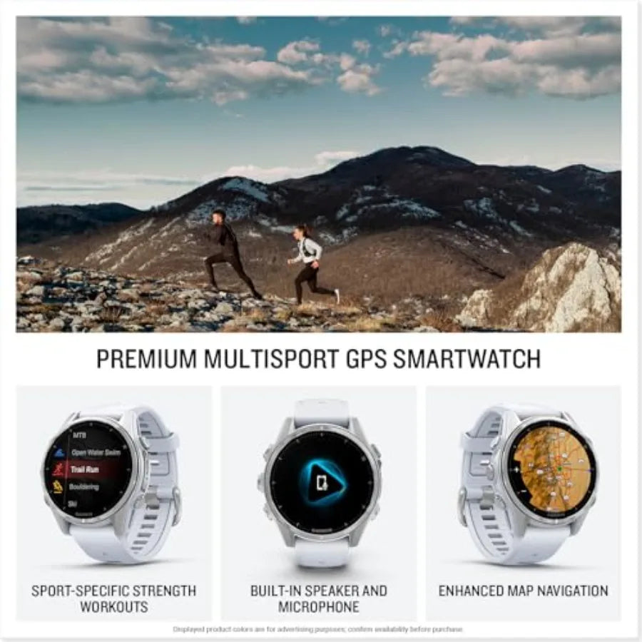 fenix 8 43mm AMOLED Premium Multisport GPS Smartwatch Long-Lasting Battery Life Dive-Rated Built-in LED Flashlight Silver with