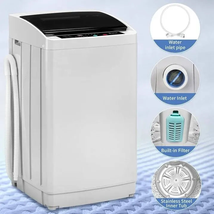 Apartment Full Auto Washing Machine 17.8lbs Portable Electric Clothing Washer