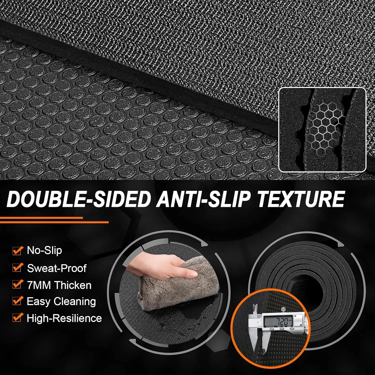 Large 6x4ft Gym Floor Mat - Shock-Absorbent, Non-Slip Workout Mat for Weightlifting, Yoga & Cardio