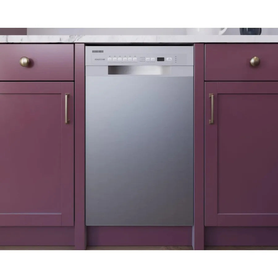 18 Inch Wide 8 Place Setting Built-In Dishwasher in Stainless Steel with Sleek Design and Energy Efficient Performance