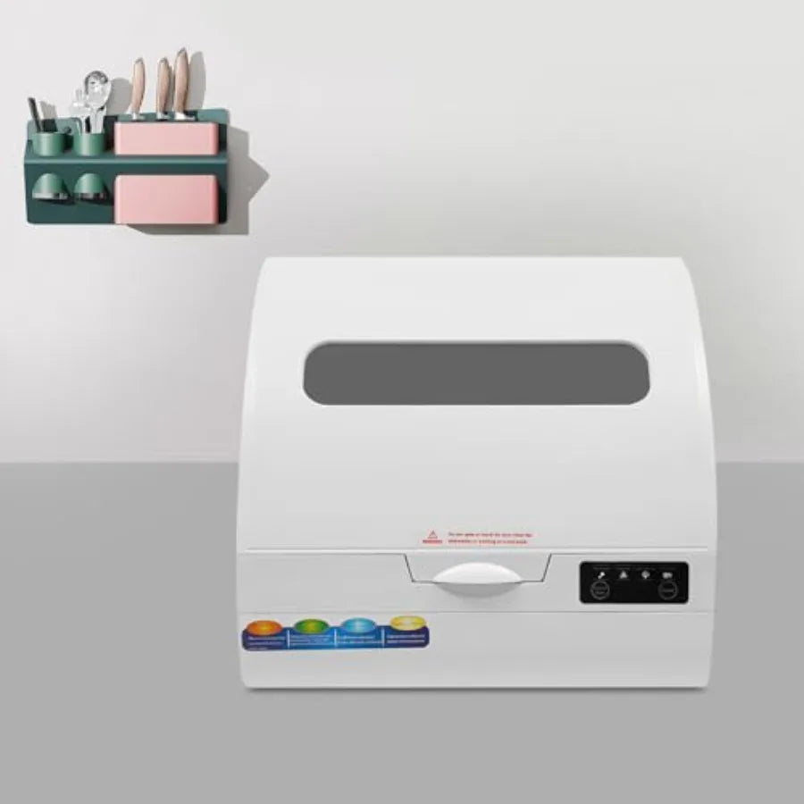 Portable Mini Dishwasher Countertop with 5 Wash Modes Drying for 12-18 Pieces Compact Dish Washer in White for Home RV rtment U