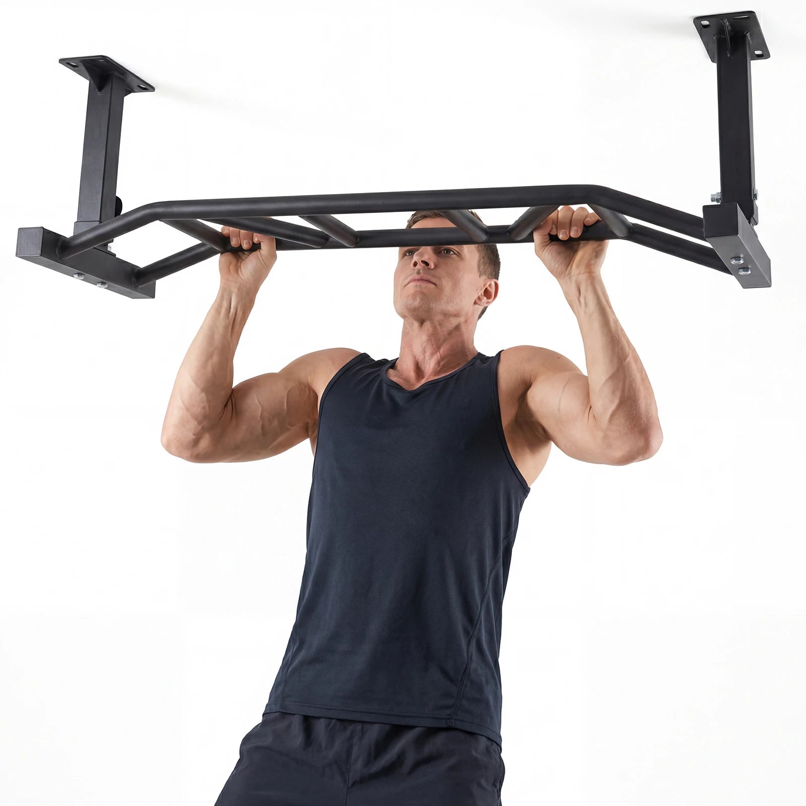 47 Inch Indoor Chin-Up Bar Adjustable Height&Supports To 600 Lbs Fitness Trainer for Garage/Home Gym and Strength Training