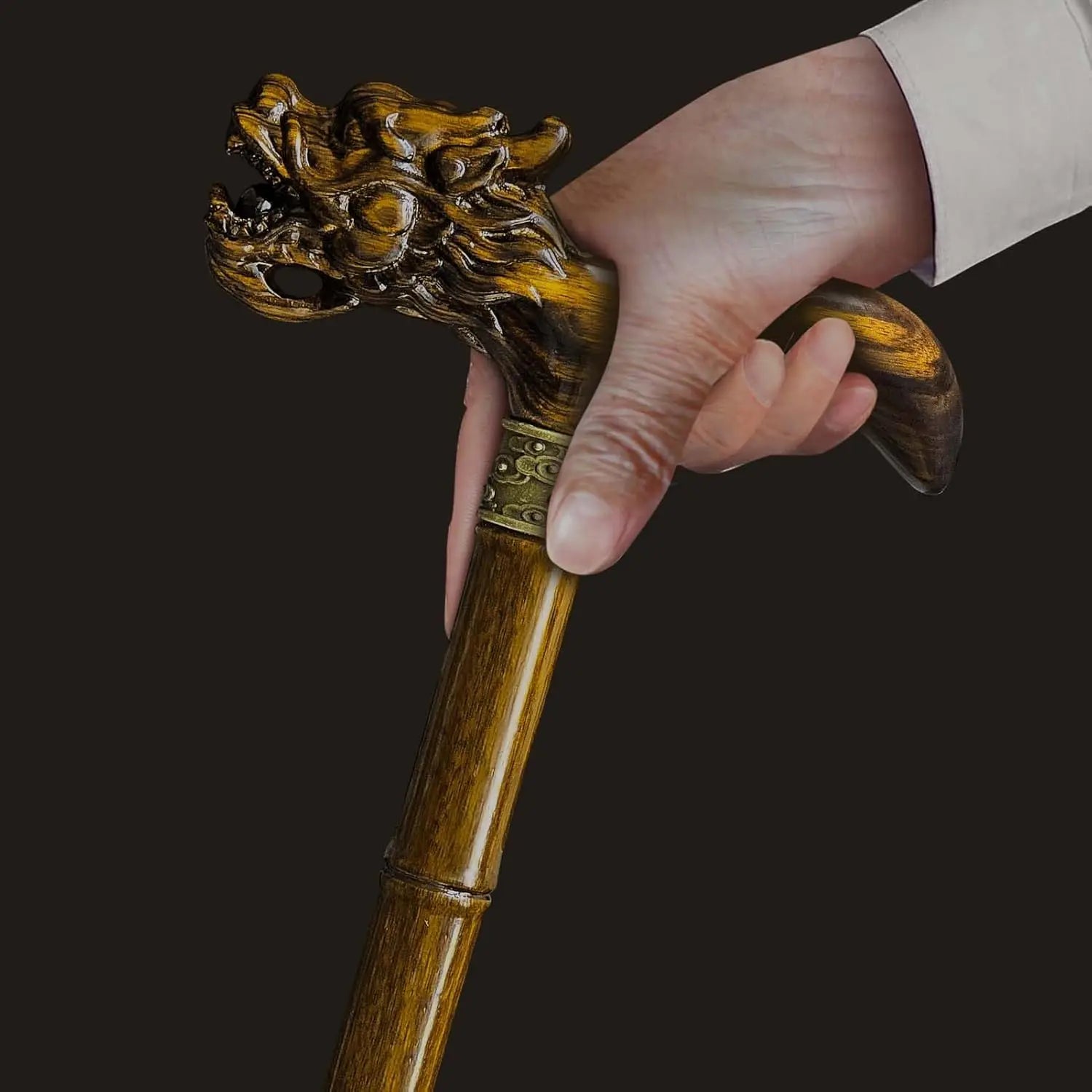Hand Carved Wooden Walking Cane for Men and Women, Lightweight Design Supports Up to 500lbs, Ideal for Seniors and Gift Use
