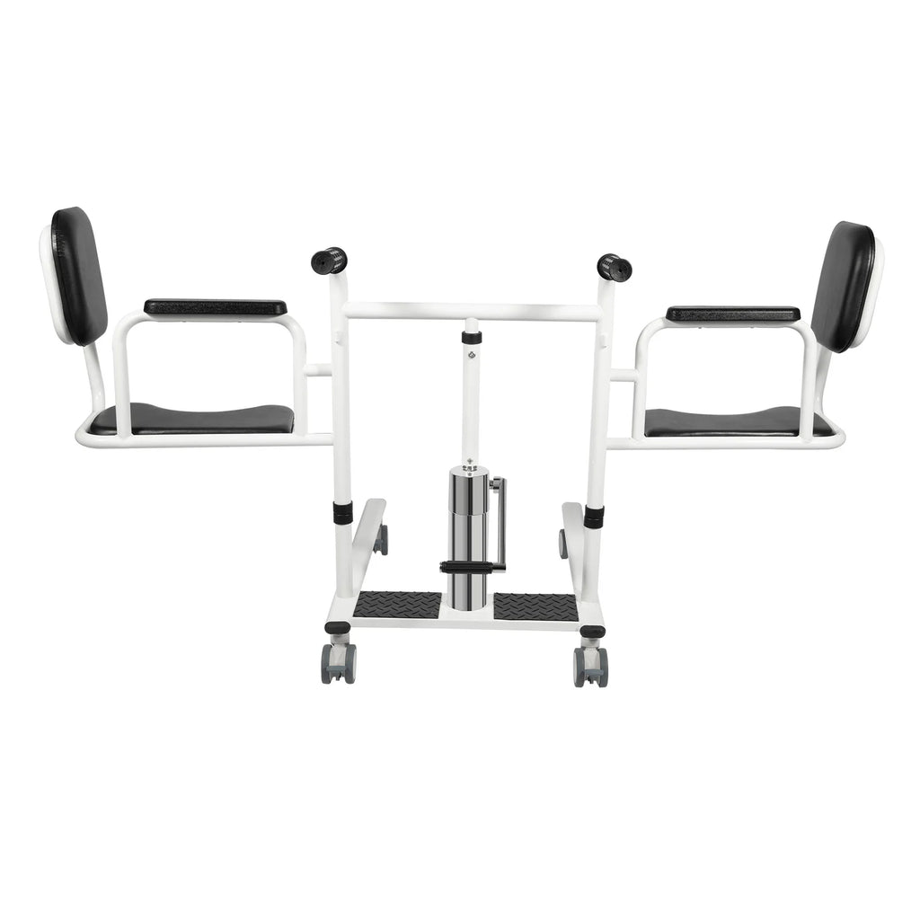 330lbs Hydraulic Patient Lift Chair 180° Split Bath Commode Seat Transfer Adjustable Height Detachable Cushion & Portable Potty