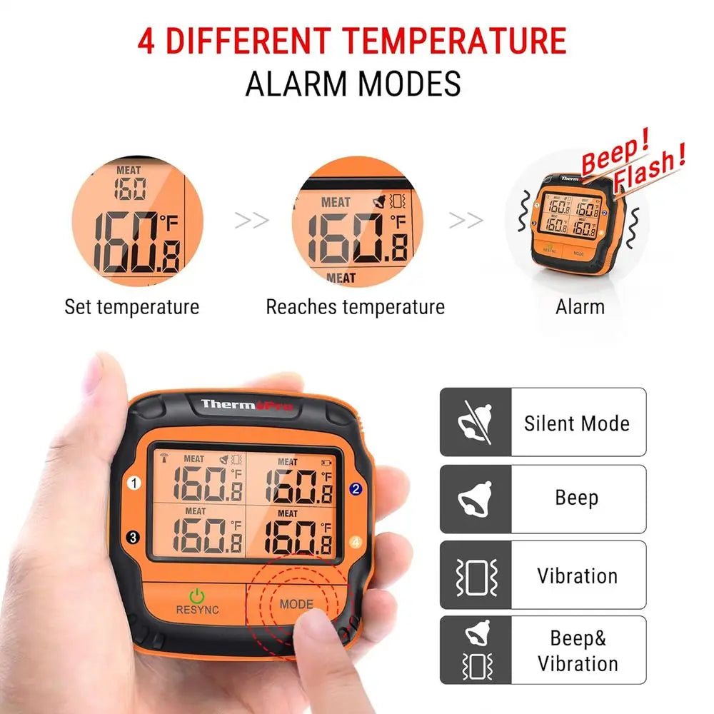 500FT Long Range Wireless Meat Thermometer for Grilling and Smoking with 4 Probes BBQ Grill Kitchen Food Cooking Digital Thermom