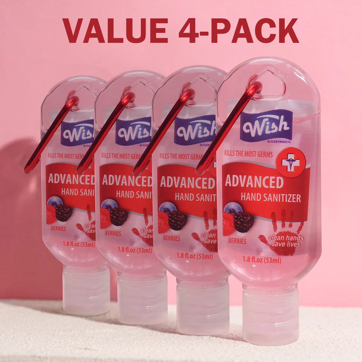 4-Pack Travel-Size Moisturizing Hand Sanitizer Gel (1.8oz each) | Rinse-Free & Formaldehyde-Free with Aloe Vera & Vitamin E | Fr
