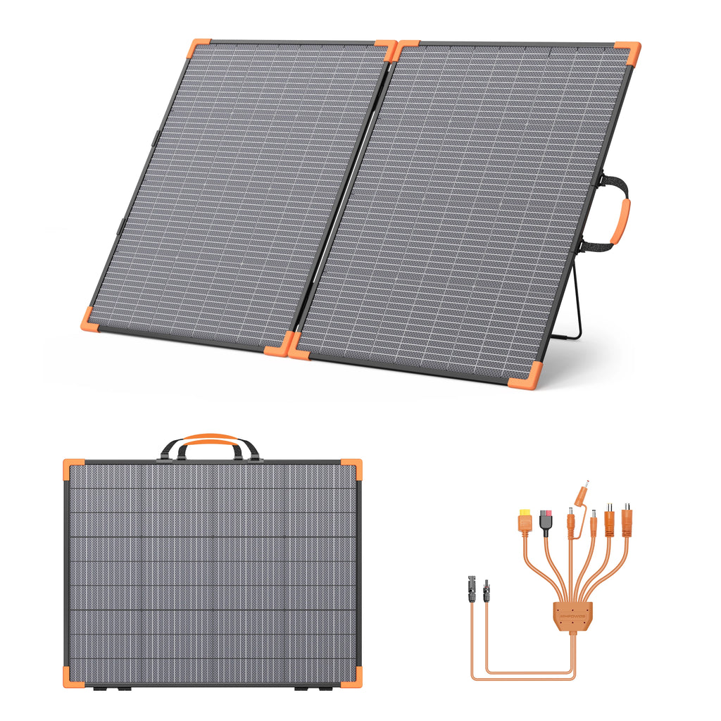 MHPOWOS 100/200W Bifacial Solar Panels Cell Portable Solar Charging Panel Complete Kit Outdoor Tourism Camping Power Station