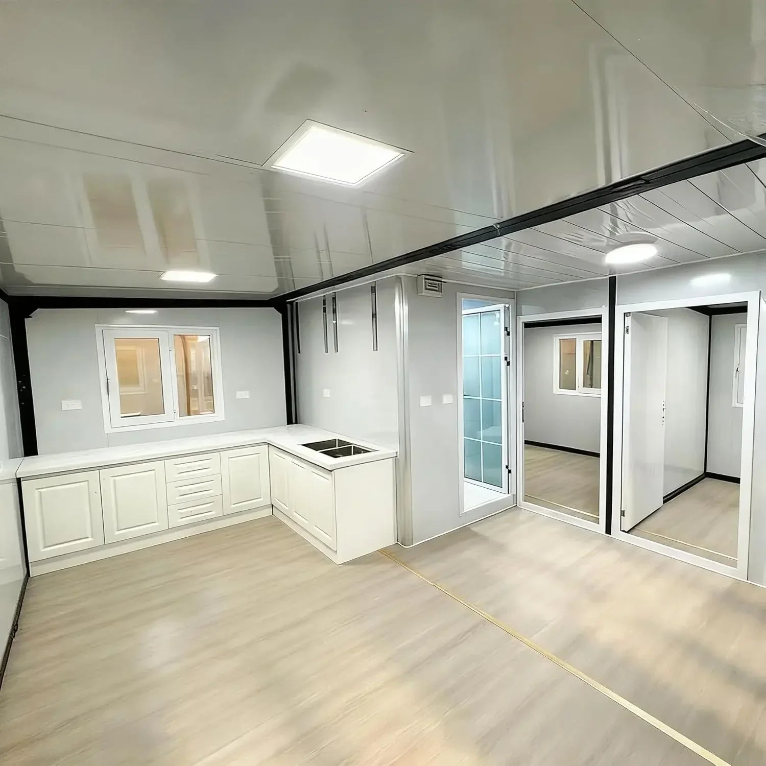 20ft Prefab Tiny Home for Sale Expandable Container House with 2 Bedroom Kitchen and Bathroom Folding Modular Home