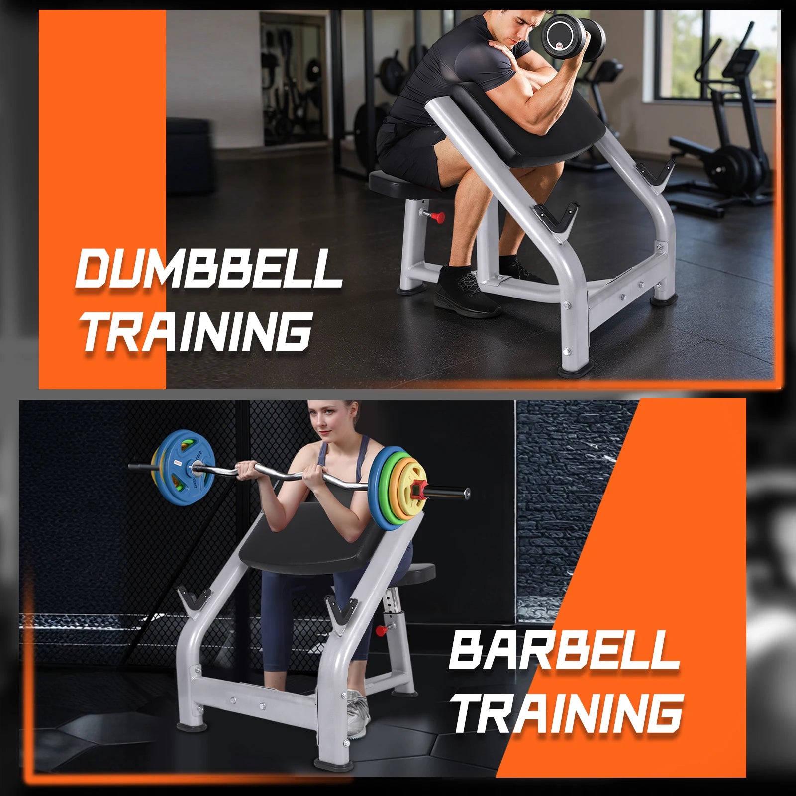 Seated Isolated Barbell Dumbbell Biceps Station with Adjustable Seat Fitness Equipment for Home Gym Strength Training