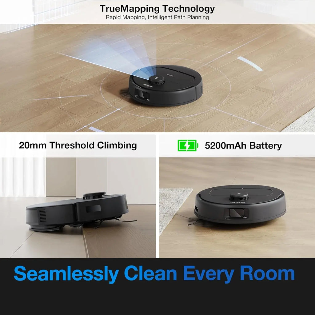 Self-Emptying Robot Vacuum and Mop, 10000Pa Suction, Tangle-Free for Pet Hair, Smart Mapping, 300 Min Runtime