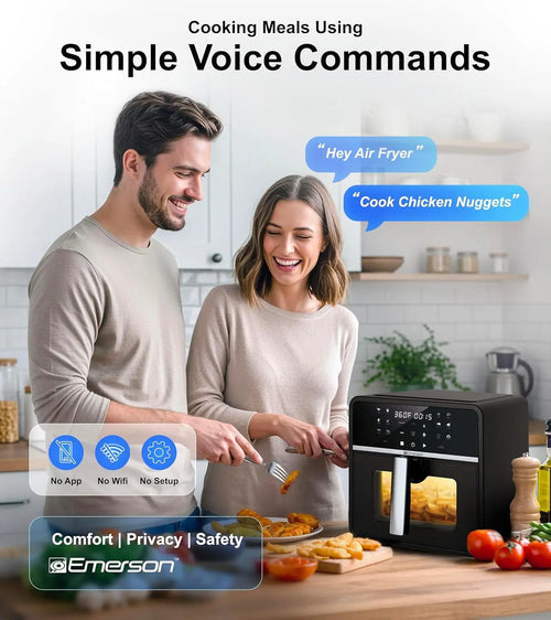 10QT 6-in-1 Air Fryer with Voice Control, No App Needed, 1000+ Commands, 1700W for Frying, Baking & More