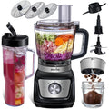 Food Processor Blender Combo 3-in-1 Countertop Blender with 8-Cup Processor Bowl Grinder 24oz To-Go Lid Cup 1000W Blenders for