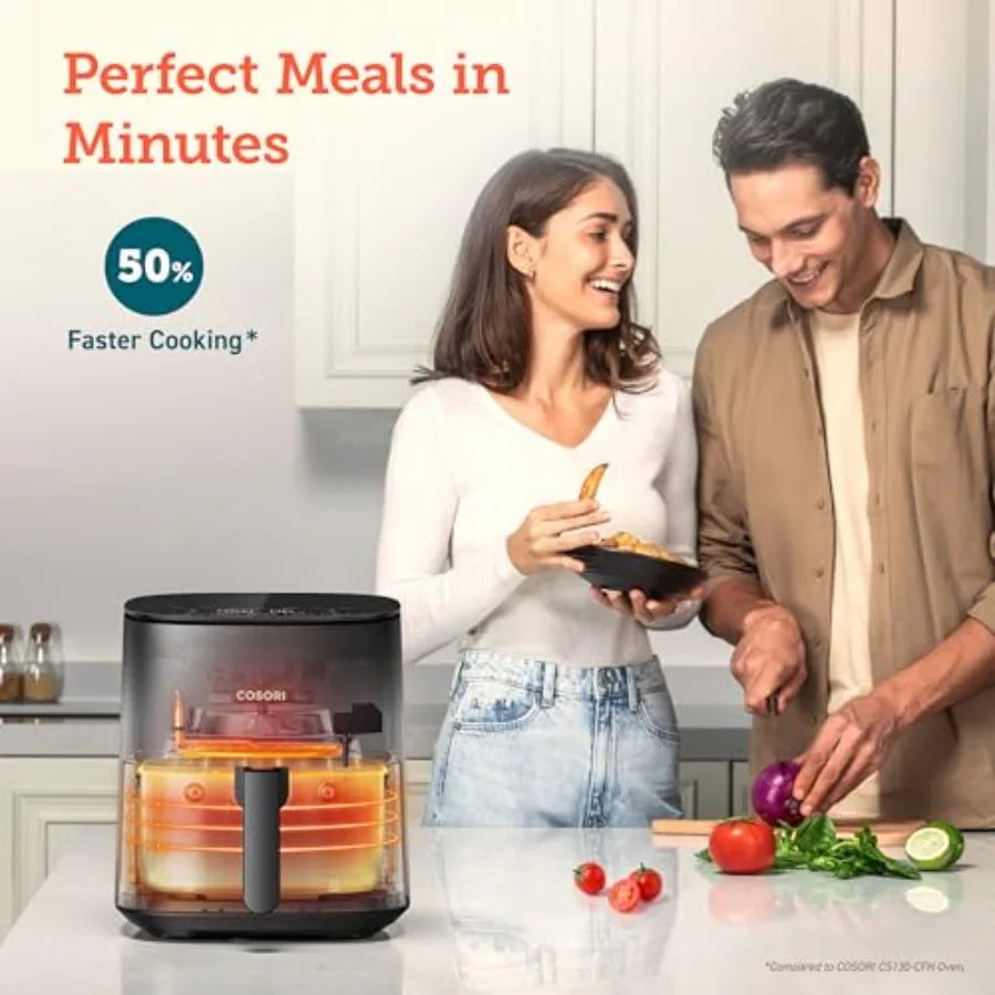 5-Qt Air Fryer Pro LE with 450 Max Temperature 6 Presets 60min Keep Warm 1.7L Electric Tea Kettle Stainless Steel Black Fast He