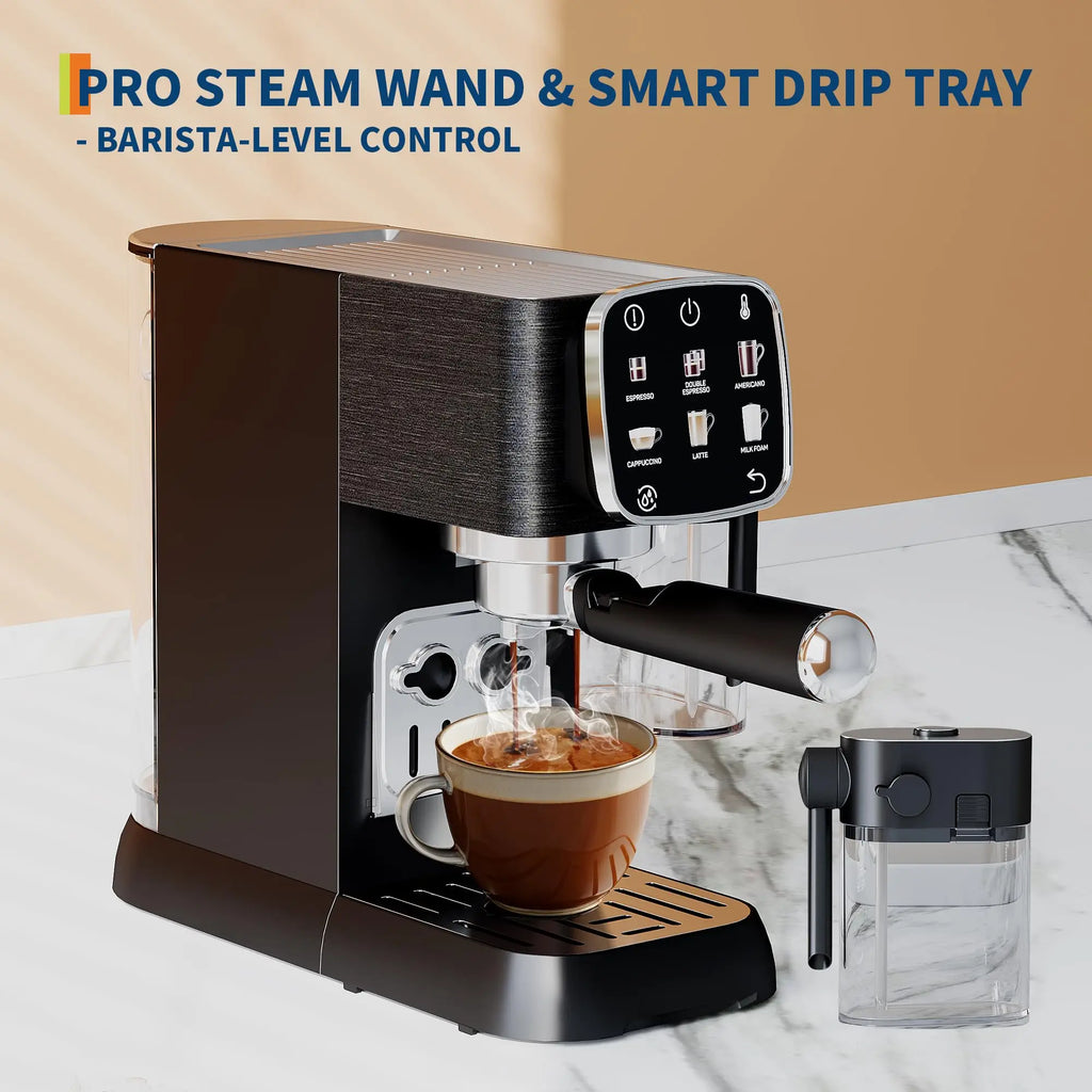 20 Bar Professional Espresso Machine Adjustable Temperature Coffee Maker With Milk Frother For Office Home