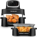 4-in-1 Portable Glass Air Fryer, 1500W with 6.3QT & 4.4QT Containers, Microwave Safe