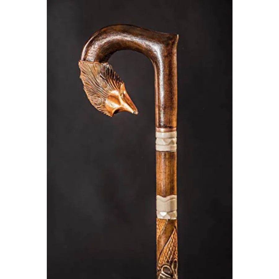 Walking Stick For Women Fox - Wooden Fashionable Walking Cane for Ladies - Hand Carved 36 Inches
