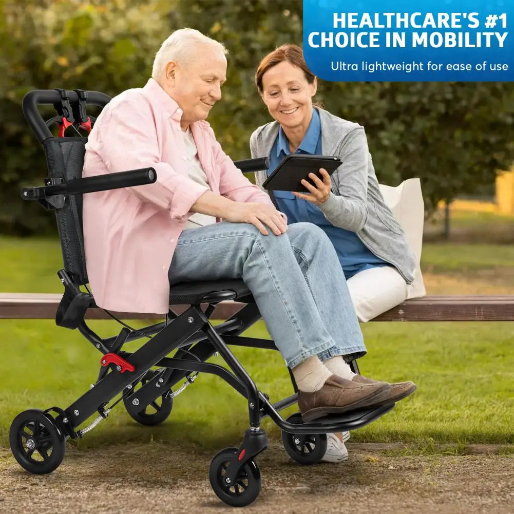 Foldable Wheelchair for Adult , Aluminum Alloy Thin Wheelchair with Flip-up Armrest, Portable Travel Wheelchair, Bearing 286lbs