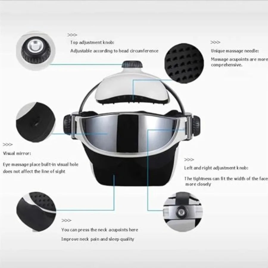 Electric Head Massager Helmet Cap with Air Compression for Eye Head Vibration Massage Relax Brain Acupuncture Points Stress Rel