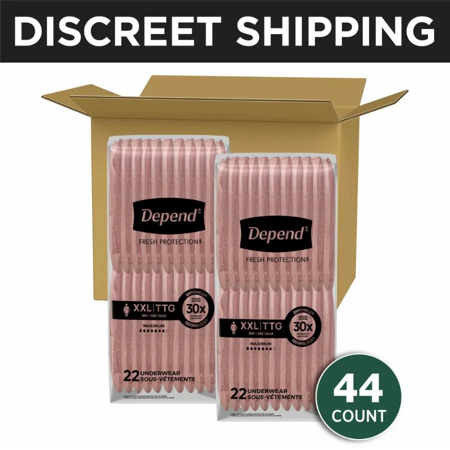 Fresh Protection Incontinence Underwear for Women Adult Diapers XXL 44 Count Designed for Daily Comfort and Confidence Offers S