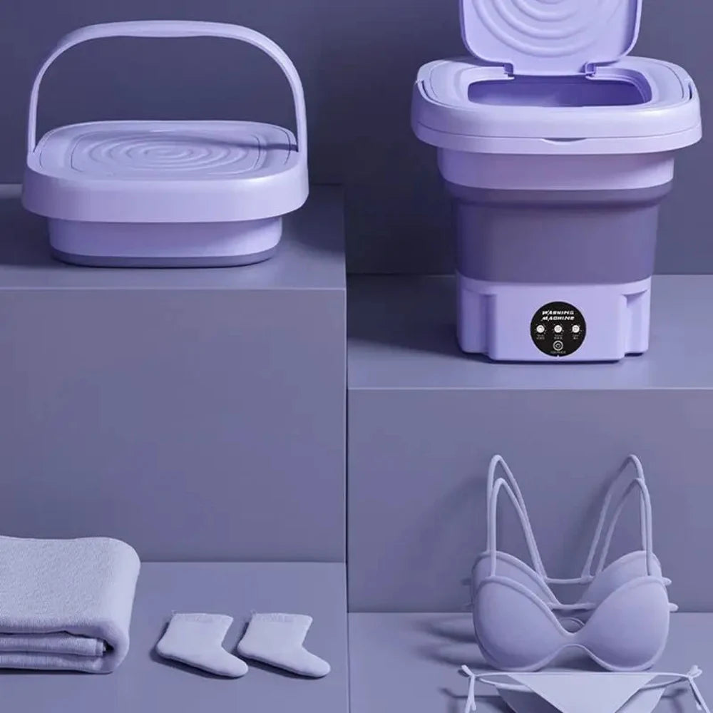 8L Small Folding Washing Machine Portable Mini Laundry Bucket Deep Cleaning Machine Space-saving Classified Washer for Underwear