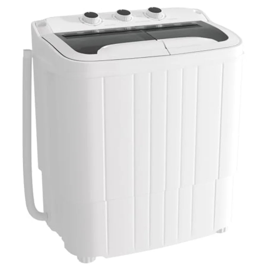 Portable 16 Lbs Compact Mini Washer and Dryer Combo Semi-automatic Twin Tub Laundry Machine with Drain Pump for Dorms rtments R