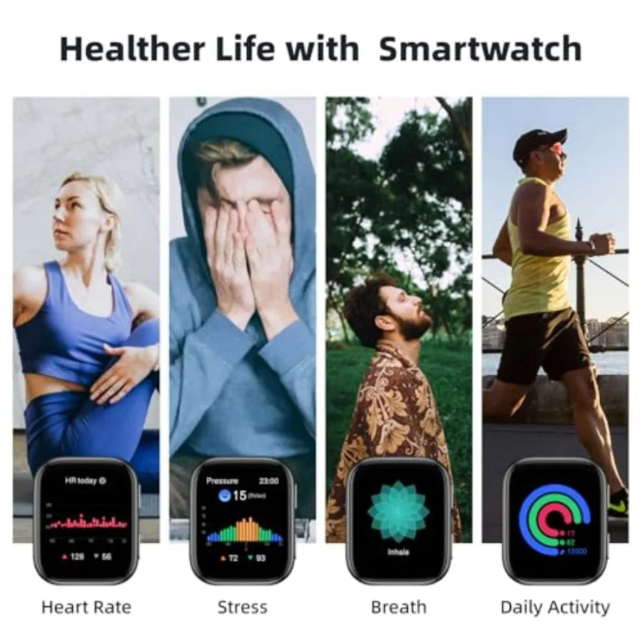 Smart Watch Blood Pressure Monitor 1.95 with Air Pump Cuff Black Sleep Heart Rate Tracking Pedometer Data Sharing Reminder Aler