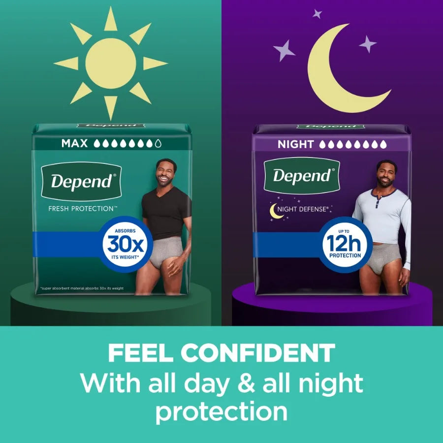 Fresh Protection Night Defense Incontinence Underwear for Men Adult Diapers with Advanced Leak-Proof Barrier and All-Day Comfor