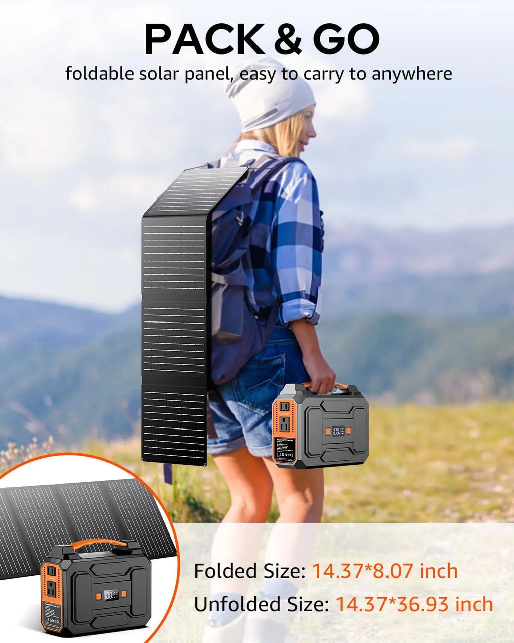 200W Solar Generator with 40W Panel, 146Wh Portable Power Station for Camping & Home Use