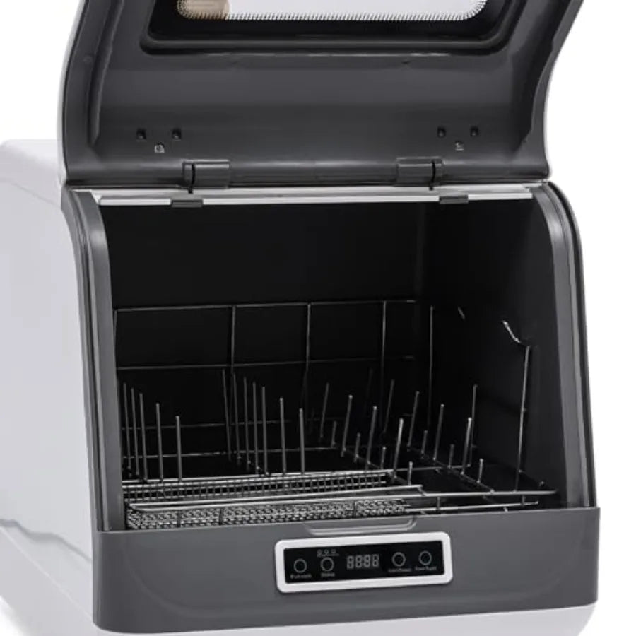 Portable Countertop Dishwasher 110V 1200W Mini Dish Washer with 2 Gal Water Tank 3 Washing Programs 360 Rotating Spray Air-Dry